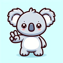 Cute Koala with peace hand cartoon vector icon illustration