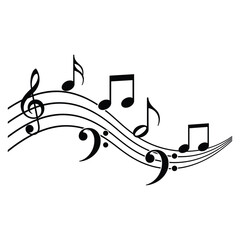 Musical Staff with Notes and Clefs