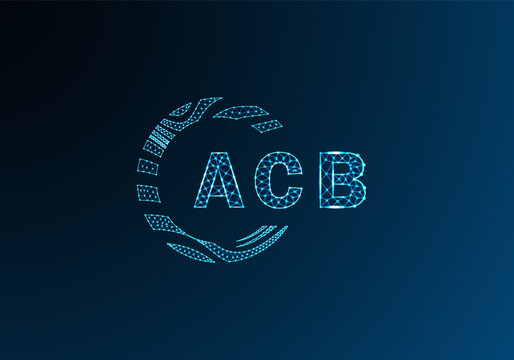 ACB low poly letter logo vector design. ACB lower poly logo design. ACB unique low poly logo design.