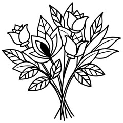 Modern bouquet featuring a mix of leafy and floral elements