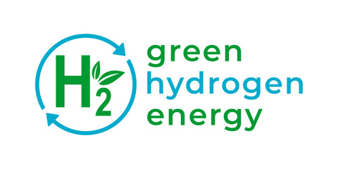Green hydrogen logo vector hand draw in circle