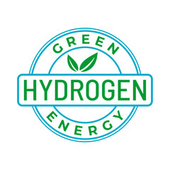 Green hydrogen logo vector hand draw in circle