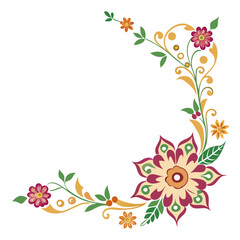 Elegant floral corner frame design for decorative borders and invitations