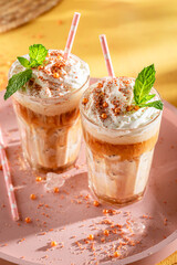 Homemade ice coffee chilled and full of refreshment.