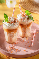 Cold ice coffee chilled and full of refreshment.