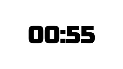 1 minutes countdown animation timer black bold number time countdown 60 seconds on white background. - Powered by Adobe