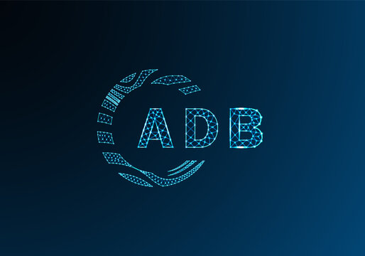 ADB low poly letter logo vector design. ADB lower poly logo design. ADB unique low poly logo design.