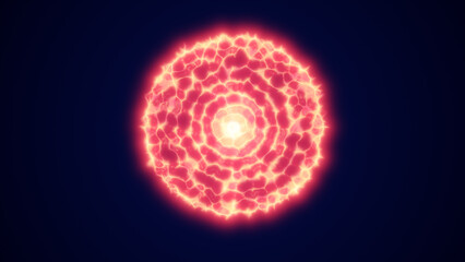 Electric orb with bright orange concentric rings and glowing edges resembling a pulsating energy source