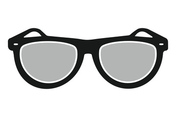 Fototapeta premium Sunglasses silhouette vector icon. Vision correcting spectacle frame, optical lens frame for nearsightedness and farsightedness. Computer and fashion glasses for men and women. Vector illustration.
