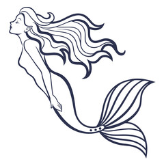 Dark Blue Line Art Siren Glyph Icon White Background