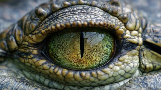 Blinking eye of a crocodile, dragon, or dinosaur &mdash; realistic reptile close-up animation