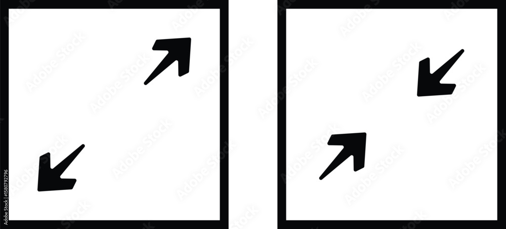 Wall mural maximize and minimize line arrows icon set. full screen and exit screen. full screen and exit screen