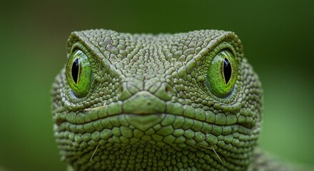 Fototapeta premium Intense lizard gaze emerald eyes