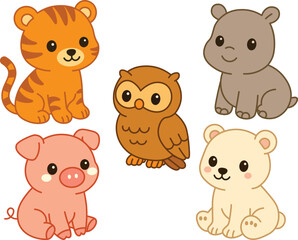 Simple Cute Animal Cartoon Character