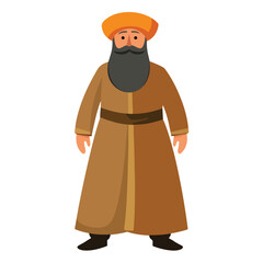 Sikh Clipart illustration, Sikh man, traditional attire, sherwani, turban