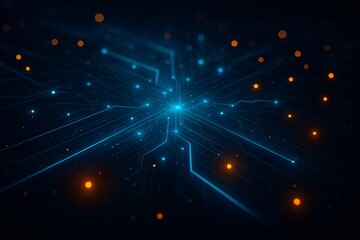 Fototapeta premium Abstract blue background with glowing stars and bright light effects for a magical night sky celebration