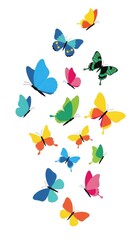 Fototapeta premium Colorful Butterflies Flying White Background Vivid Insect Illustration 3