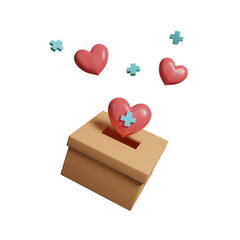 Charity volunteer icon isolated on transparent background, Volunteering and Social Help, Support Kindness and Friendly Relations. Donated, assistance, sharing and solidarity symbol. 3d rendering