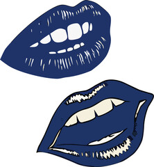Vector illustration of a woman's open mouth with pink lips, teeth, and tongue, ideal for beauty, dental, or cartoon designs