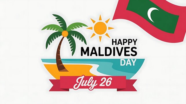26 july, HAPPY Maldives DAY design, Maldives Independence Day abstract banner design with flag and map. Flag color theme geometric pattern retro modern Illustration design. created with generative ai
