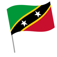 Saint Kitts and Nevis national flag flutters with flagpole