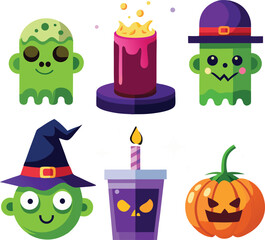 Fototapeta premium Halloween Vector Illustration with Six Themed Elements Perfect for Spooky Designs