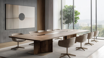 conference room with large wooden table