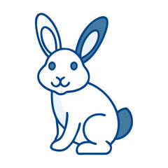 Obraz premium Cartoon rabbit icon in blue and white simple design 
