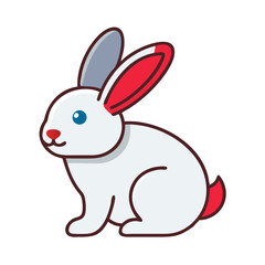 Obraz premium Cute cartoon rabbit sitting with colorful ears and tail 