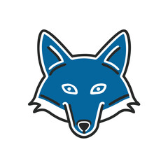 Fototapeta premium Blue fox head illustration in simple graphic style 