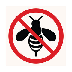 No Bees Allowed Icon with Red Ban Circle