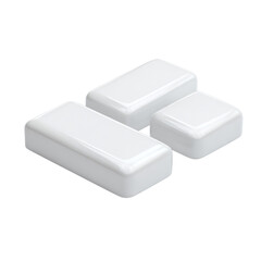 White Junction Boxes: Three rectangular junction boxes cast soft shadows, embodying simplicity and modern utility.