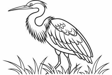 coloring page line art the heron black vector