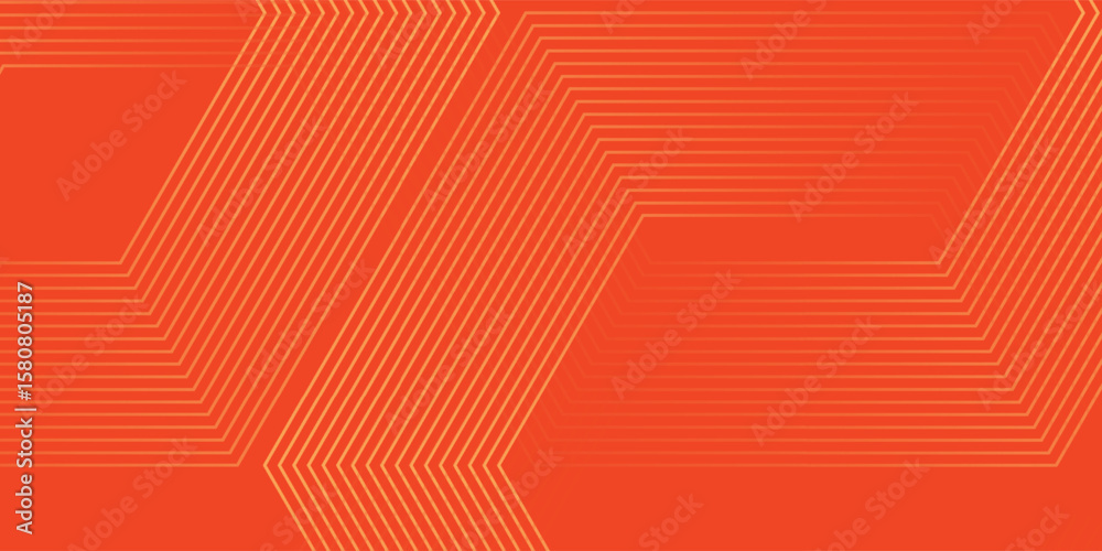 Poster abstract orange background with glowing geometric lines. modern shiny yellow hexagon lines pattern.