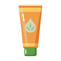 Clean design of a face moisturizer tube with health branding elements isolated on white background