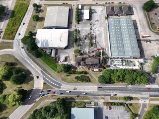 aerial view of Sutton fields pub fire Kingston upon Hull 
