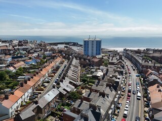 Aerial view of Bridlington seaside town East Yorkshire 