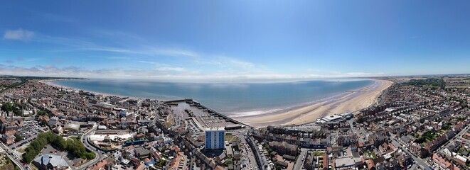 Aerial view of Bridlington seaside town East Yorkshire 