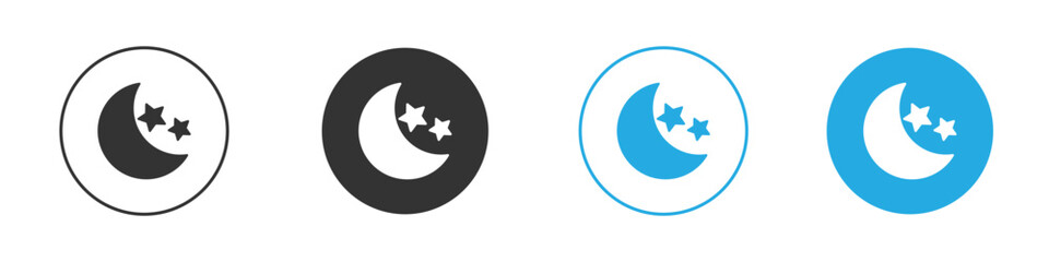 Moon and star icon for web or mobile app. Simple flat designs