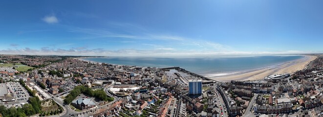 Aerial view of Bridlington seaside town East Yorkshire 