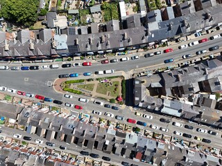 Aerial view of Bridlington seaside town East Yorkshire 