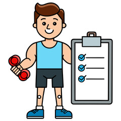 Flat vector illustration of a fitness trainer demonstrating an exercise isolated on white background