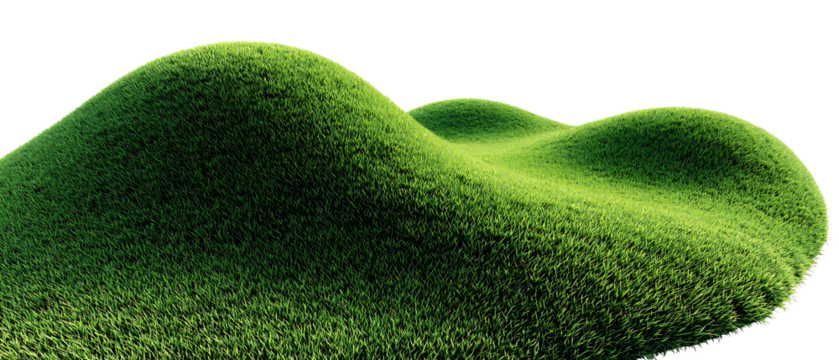 3D illustration of curve green grass isolated on transparent background,green grassy hills for poster banner cover design 