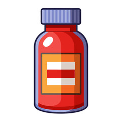 Single vitamin pill bottle with a label and cap isolated on white background