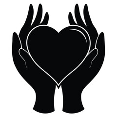 Obraz premium Symbolic illustration of two hands gently cradling a vibrant heart shape representing love care and support in a clean graphic design