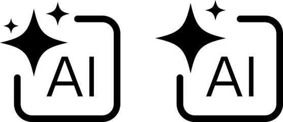 Ai generated icon. stars sparkle and square. Artificial intelligence symbols. Computer help assistant sign. command prompt to generate ideas
