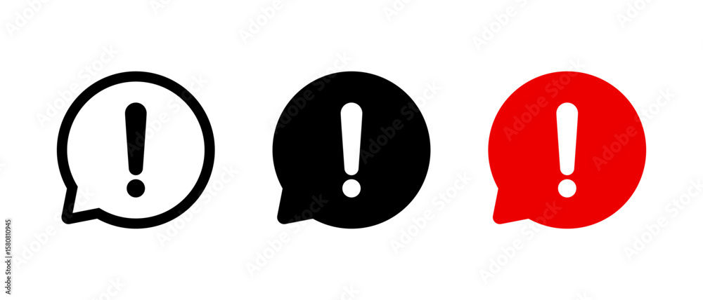 Fototapete exclamation mark in chat bubble icon. message alert sign. warning speech balloon symbol