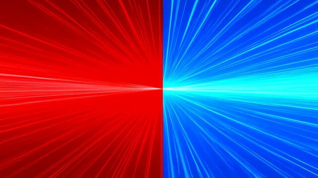 Dynamic red versus blue background animation with radial speed lines for competition and confrontation concepts