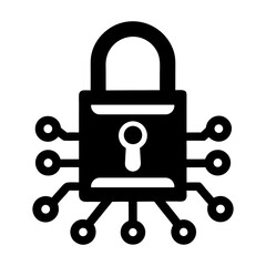 Padlock with Data Stream Icon on White Background – Cybersecurity Symbol.