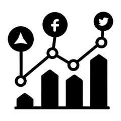 Social Media Growth Icon on White Background – Flat Vector Design.